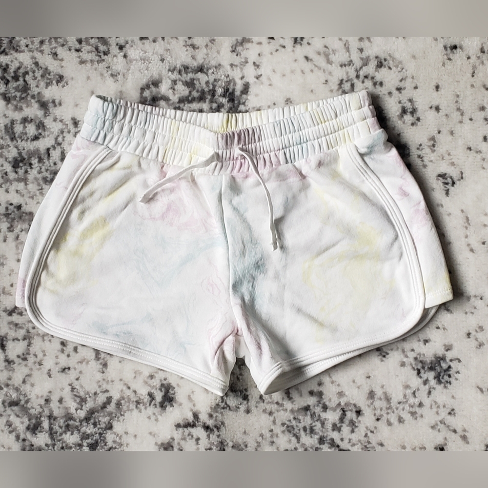 GAP Girls Pull On Jersey Shorts, White, Colorfu Swirl Design, Size XL 12 NWT